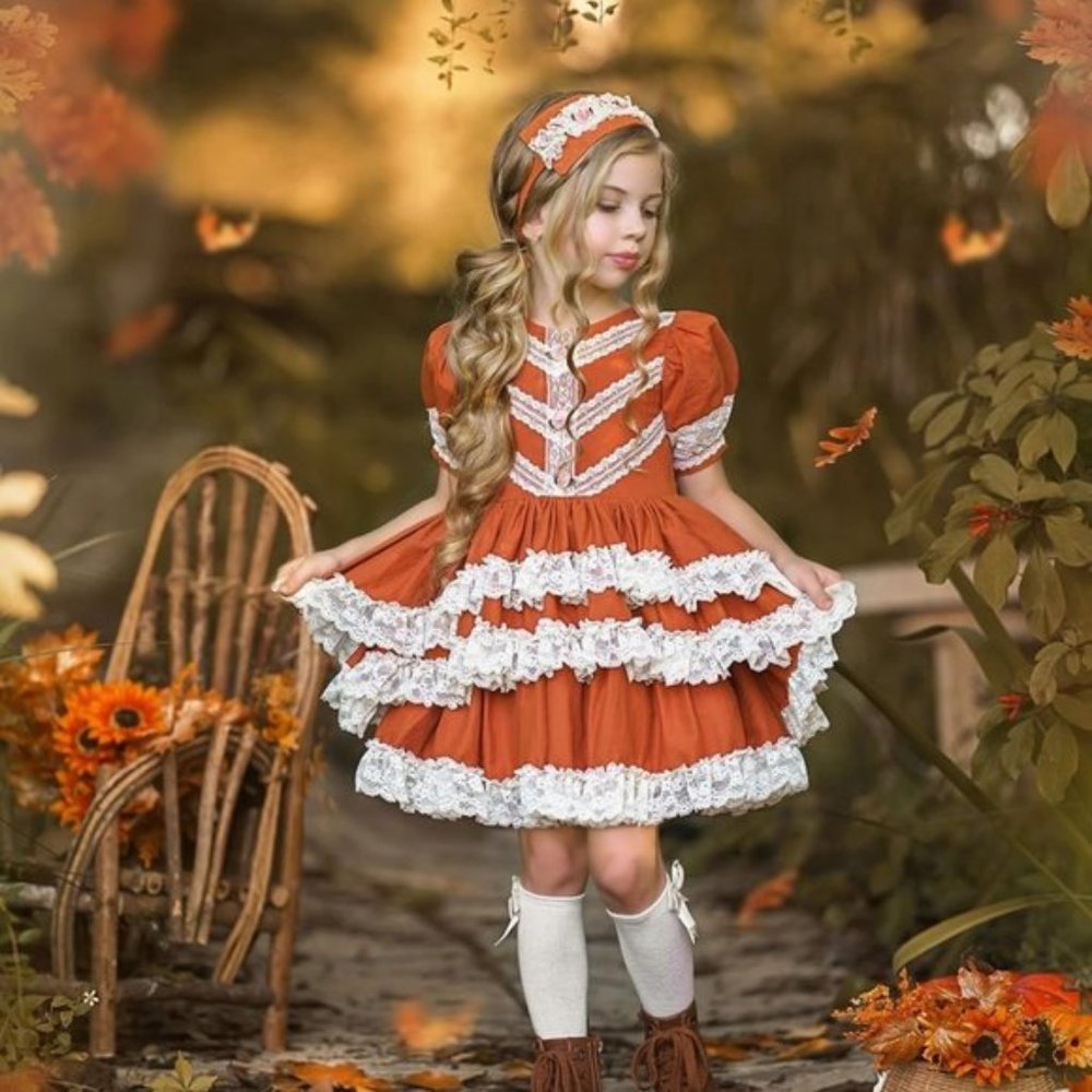 Dollcake Little Prayers Dress Orange euc free headband nwt